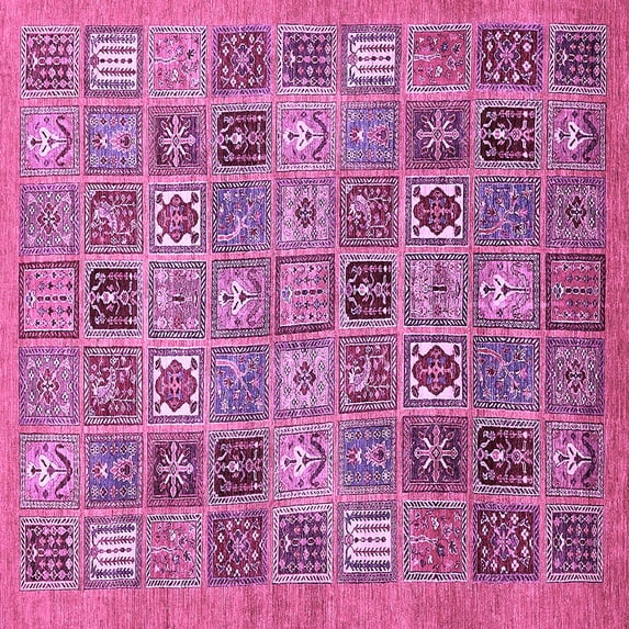 Ahgly Company Indoor Square Abstract Purple Modern Area Rugs, 6' Square