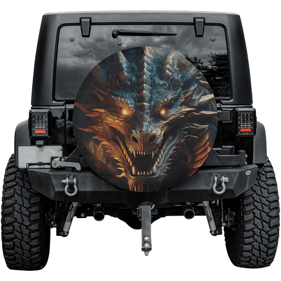 Lotusprinthandmade Dragon's Awakening Spare Tire Cover Without Backup Camera Hole 6 Sizes (27 in.)
