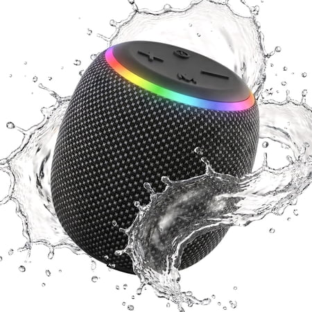 Room 3 Portable Bluetooth Speaker, IPX6 Waterproof, TWS Pairing, 12W JIKE BASS Powerful Stereo Sound with RGB Lights, Bluetooth 5.4, Ideal for on Any Surface at Home
