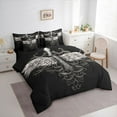 thumbnail image 3 of Feelyou Vintage Angel Wings Twin Bedding Sets 7-Piece, Black White Bedding Comforter Set, Bohemian Gothic Style Reversible Sheet Sets, Breathable Home Decor, 3 of 7