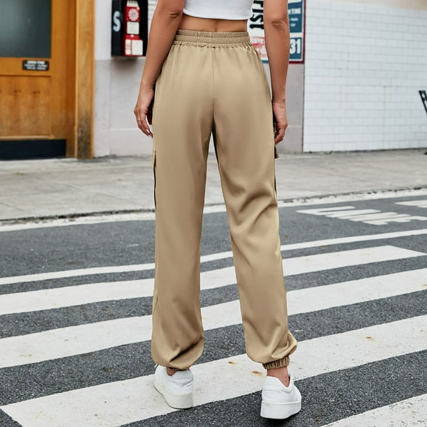 Women Casual Trousers, Breathable Mid Waist Casual Pants