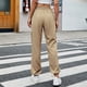 thumbnail image 4 of Pantalones casuales de mujer Pantalones elásticos de cintura media con cordón y puños ceñidos con 4 bolsillos Albaricoque S, 4 of 6