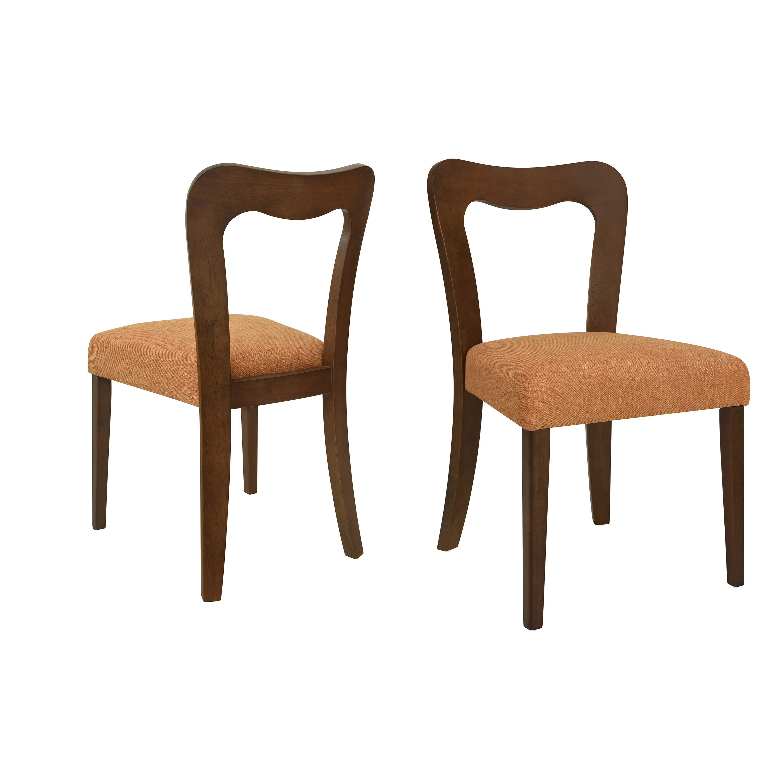 Euroco Mid-Century Dining Chairs Set of 2, Upholstered Kitchen Side Chairs Accent Chairs with Wooden Legs for Living Room,Caramel & Walnut