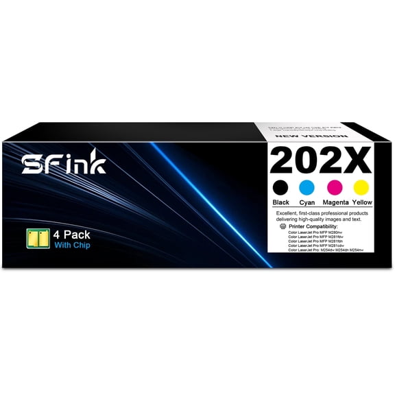 202X Toner Cartridge 4-Pack Compatible for HP202X 202A CF500X CF500A for Laserjet Pro MFP M281fdw M281cdw M254dw M254nw M281fdn M280nw M254dn Printer Ink (Black/Cyan/Yellow/Magenta)