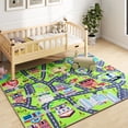 thumbnail image 5 of Janvonne City Road Map Kids Play Rug - Interactive Educational Carpet, Non-Slip Washable Floor Mat for Nursery Playroom Bedroom, 4'x5', 5 of 9