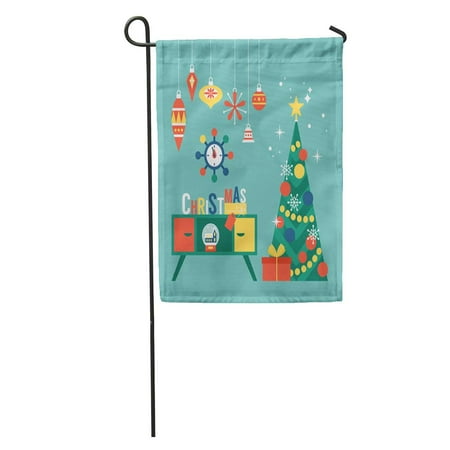 Christmas Tree Patio Furniture KDAGR Flat Modern Creative Christmas Tree and Mid Century Furniture Home Xmas Garden Flag Decorative Flag House Banner 12x18 inch ()