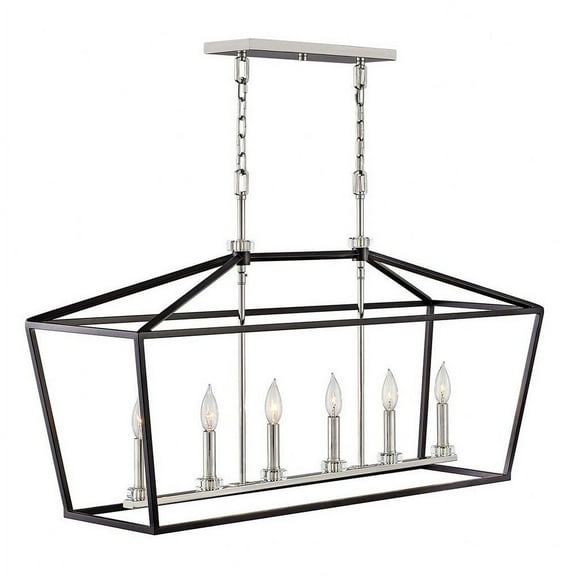 3539BK-Hinkley Lighting-Stinson - 6 Light Linear Chandelier in Transitional Style - 42 Inches Wide by 24.5 Inches High-Black Finish