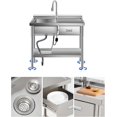thumbnail image 4 of 39x14x33 In Freestanding Stainless Steel Utility Sink Single Bowl with Hot and Cold Faucet Drawer Storage Shelf Workbench Trash Bag, 4 of 7