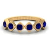 Diagonal 3/4 CT Blue Sapphire Ring, Blue Sapphire Half Eternity Ring, September Birthstone Ring, 14K Yellow Gold, US 7.00