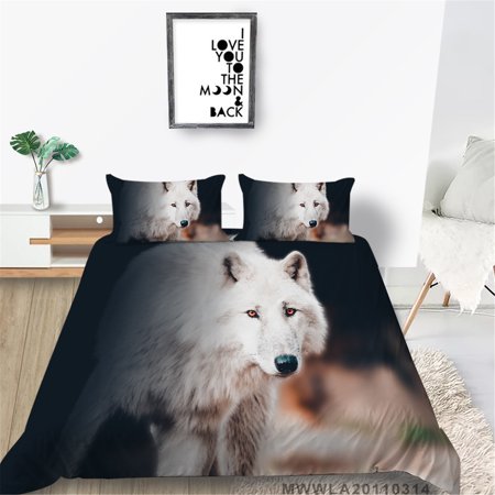 Quilt Cover Set Newly Fashion Home Textiles 2/3 Pcs Wolf Painting Bedding Cover Set Creative Bedclothes,Full (80"x90")