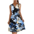 thumbnail image 2 of Gamivast Dresses for Women Sleeveless V Neck Empire Waist A-Line Midi Dress Floral Print Button Down Flowy Flattering Casual Work Summer Dresses Spring Dresses, 2 of 7