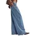 thumbnail image 2 of Women Y2k Low Rise Baggy Jeans Loose Fit Boyfriend Straight Wide Leg Jeans Trendy Stretch Long Denim Pants Blue M, 2 of 8