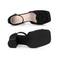 thumbnail image 5 of BLISSFUL STEP Women's Flower Square Toe High Platform Chunky Heel Sandals Black 6, 5 of 8