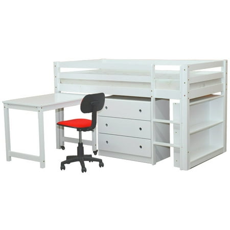 Junior Twin Low Loft Bed With Desk Chest And Bookcase Walmart