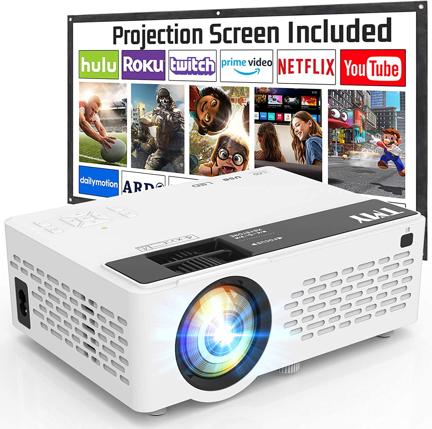 Digital Multimedia Projector Up to 80'' inch Display HD 1080p Support 