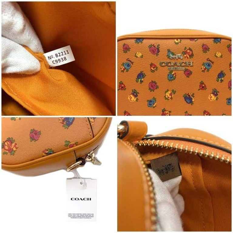 Pre-Owned Coach Camera Bag Orange C9938 Leather Canvas COACH Body Shoulder  Flower Print Women's (Like New) 