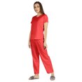 thumbnail image 3 of Inkmeso Womens 2Pcs Solid Nightwear Set Short Sleeves Top & Pajama Sets Soft Cotton Loungewear, 3 of 7