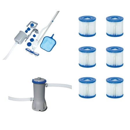 Bestway Pool Cleaning Kit,  Filter Replacement Cartridge (6), Pool Filter (Best Way To Clean Cat Hair From Carpet)