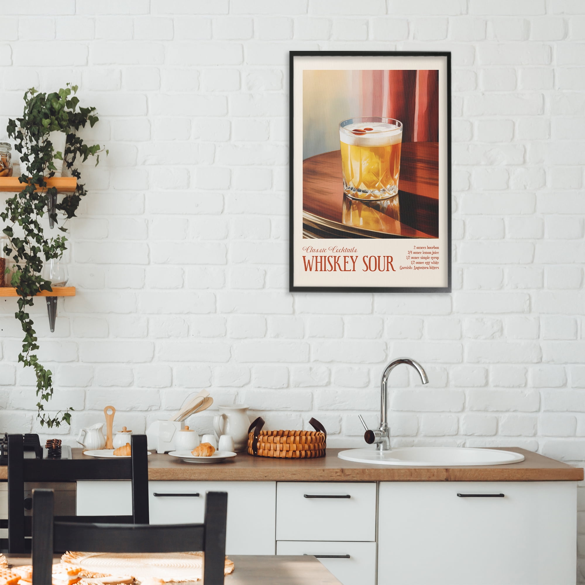 Stupell Industries Whiskey Sour on Table Black Framed Giclee Art, design by Andreas Magnusson