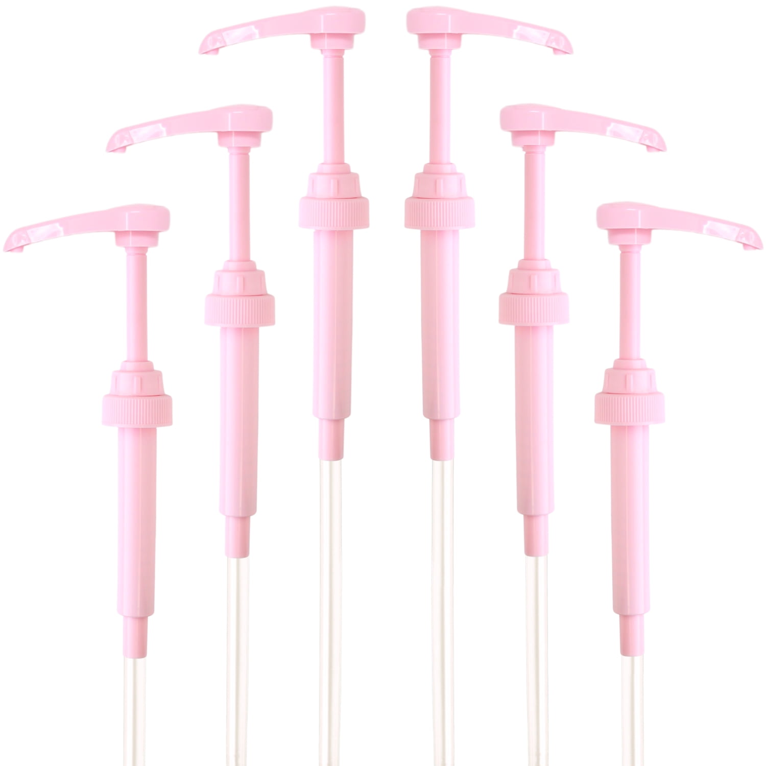 Pink Coffee Syrup Pump for 750 ml Bottles (Pack of 6) Fits Jordans Skinny, Torani, DaVinci, Upouria and (Monin 1 Liter Plastic Bottles Only)