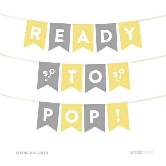 Yellow Ready to Pop Baby Shower Pennant Banner Garland