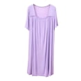 thumbnail image 5 of Tnhcen Women's Modal Short Sleeve Square Neck Loose Fit Pleated Sleep Dress Casual Nightgown for Women M - L Plus Size Breathable Comfortable Bedwear, 5 of 8