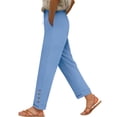 thumbnail image 7 of Mifsaly Tapered Pants for Women Dressy Casual Straight Leg Cotton Pant Button Detail Hem Comfortable Versatile Daily Work Casual Trousers with Pockets XXL, 7 of 7