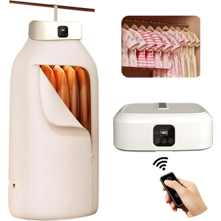 JahyShow Portable Clothes Dryer, Small Dryer with Remote Control, Compact Foldable Travel Clothes Dryer with Dry Bag for RV, Travel, Home