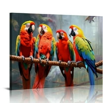 COMIO  Parrot Pictures Decor Wall Art Tropical Macaw birds Canvas Print for Gray Bathroom Home Walls Decoration with Framed