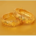 thumbnail image 3 of NEW! Sunsoul by Touchstone Indian Bollywood Beautiful Hand Cut Mesh Work Jaipur Meenakari Enamel Style Defining Designer Jewelry Openable Kada Bracelets Bangle In Gold Tone. Set Of 2. For Women., 3 of 7