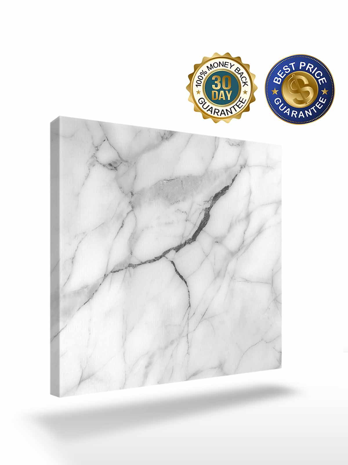 White Marble Canvas Wall Art, Grey White Abstract Art Framed Wall Decor Modern Artwork Prints Painting for Living Room, Bedroom, Kitchen & Cafe Decor 16x16 Inch