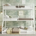 thumbnail image 3 of Harper & Bright Designs Triple Metal Bunk Bed with Guardrails, Twin over Twin over Full Heavy-duty Floor Bunk Bed Frame, White, 3 of 11