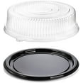 thumbnail image 6 of 6 Pack 16 Inch Plastic Serving Tray with Clear Lid, Heavy Duty Round Large Appetizer Serving Trays Catering Tray Party Platters for Vegetable Catering Picnic, 6 of 6