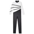 thumbnail image 5 of Sinleey Kids Girls Color-Block Gymnastics Leotard Long Sleeve Dance Jumpsuit Figure Ice Skating White 12, 5 of 7