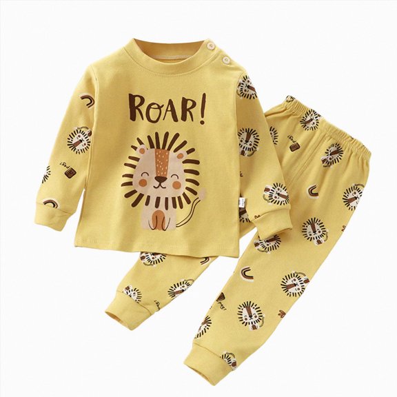 KPOPLK Two-Piece Pajama Set for Baby Infant Boys & Girls Soft Viscose Toddler Pajamas for Kids Family Matching PJs Size 4-5 Years,Light Yellow