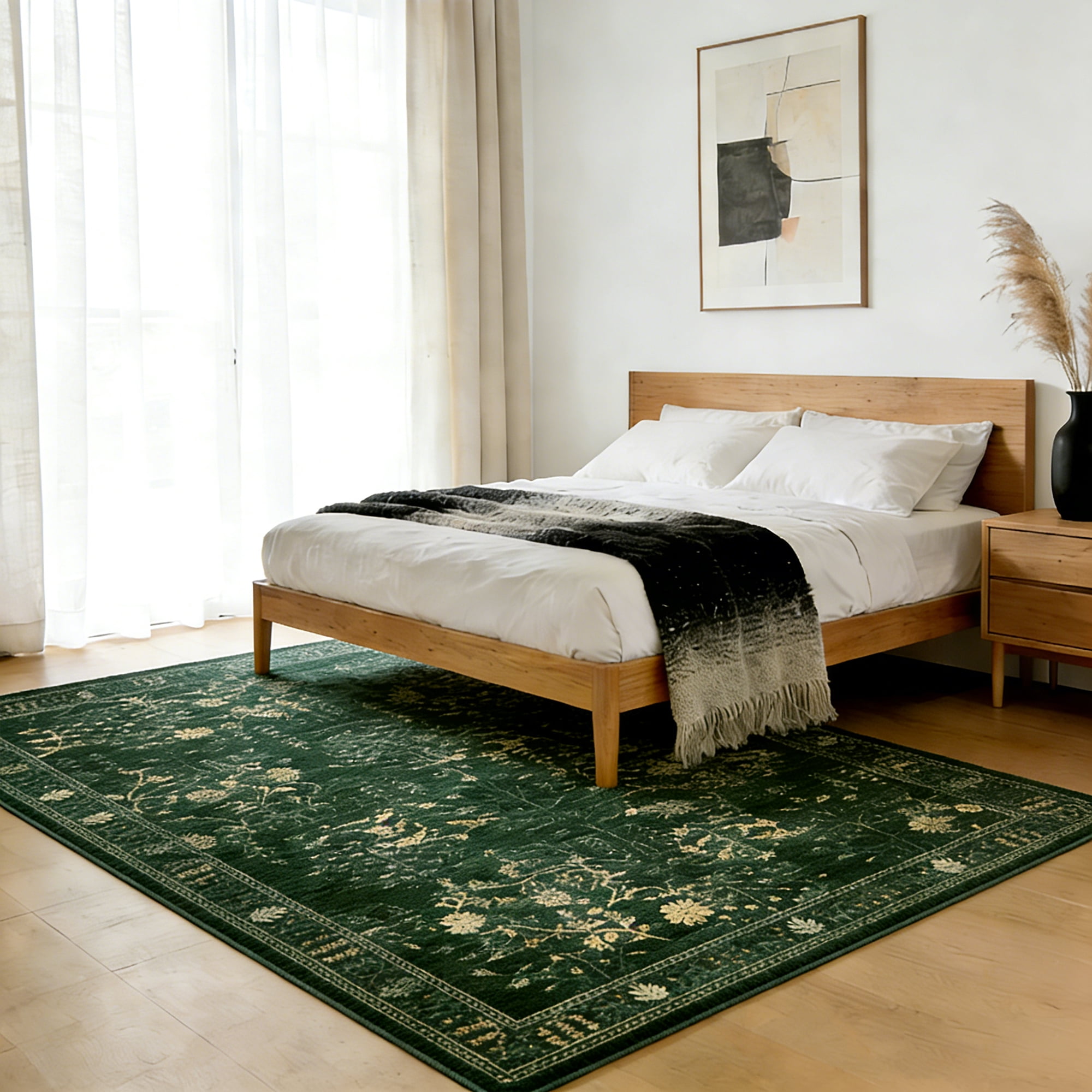 Area Rug for Living Room, Vintage Retro Boho Rug, Washable Non Slip & Low Pile Carpet for Living Room, Bedroom, Dining Room