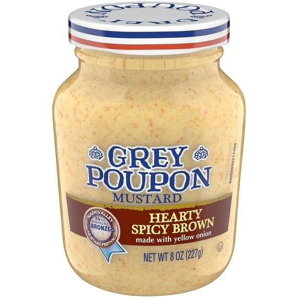 Grey Poupon Hearty Spicy Brown Mustard 8 oz Jar