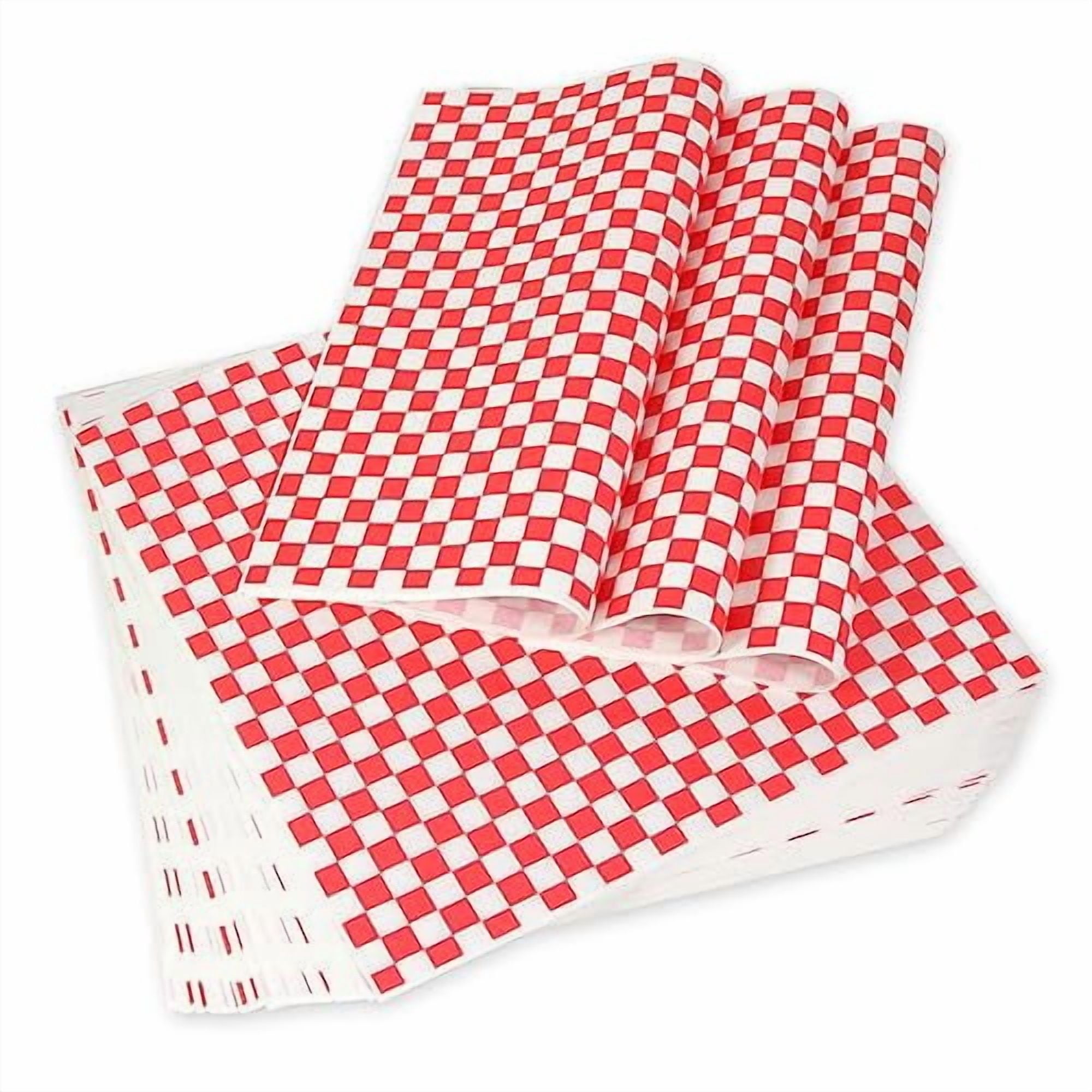 100pcs Deli Paper Sheets 12x12 Premium Food Basket Liners Grease Resistant Wax Paper Sheets for Food Classic Checkered Sandwich Wrapping Paper for Party Festival and Outdoors