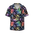 thumbnail image 2 of Lsque Colorful Animals print Men's Cuban Collar Short Sleeve Shirt Summer Beachwear Casual Button Down Fashionable Vacation Leisure Shirt-3X-Large, 2 of 7