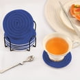 thumbnail image 5 of Haosy Set of 6 Drink Woven Coaster with Holder Heat Resistant Non-Slip Bar Coasters 4 Inches Dark Blue, 5 of 7