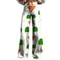 thumbnail image 2 of Luowei Wide Leg Pants Woman High Waist Floral Patterned Pants Lightweight Loose Fit Casual Colorful Trouser Imitation Jeans, White, M, 2 of 4
