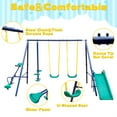 thumbnail image 5 of Aukfa 5 in 1 Kids Swing Set, Heavy-Duty Metal Playset for Backyard with Slide, Fun Glider, Green, 5 of 18
