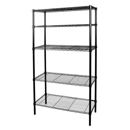 Hyper Tough 5-Tier Wire Storage Shelves  36  W x 12  D x 72  H  1750 lb Load Capacity  Black
