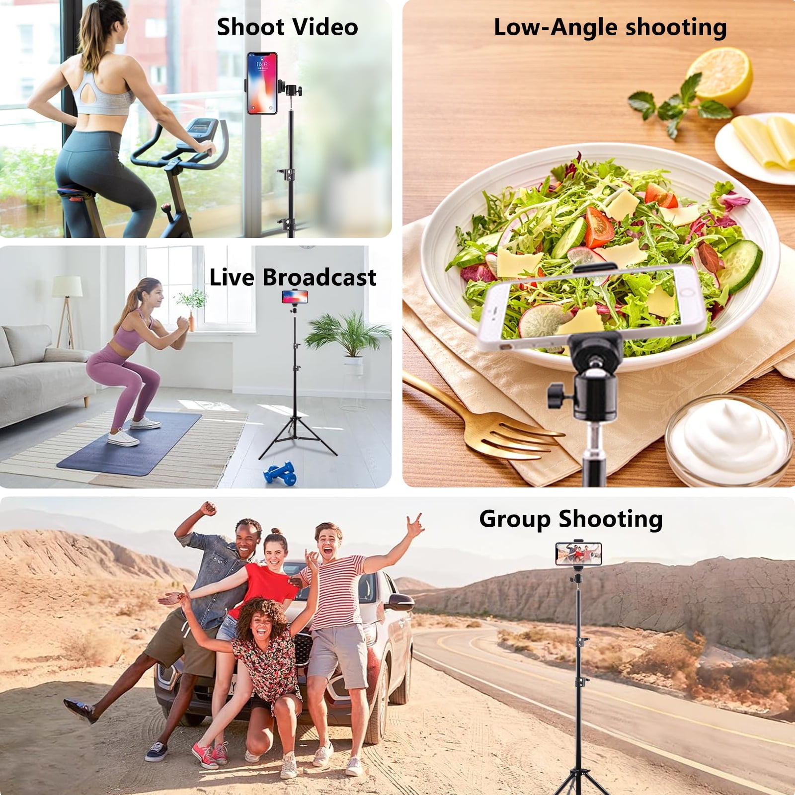 82" Camera Tripod,Extendable Lightweight Phone Tripod Stand with 360°Ball Head,Cell Phone Tripod for Phone/Dslr/Slr/Projector/Video Recording(Black)