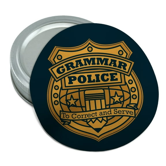 Grammar Police Badge Funny Round Rubber Non-Slip Jar Gripper Lid Opener