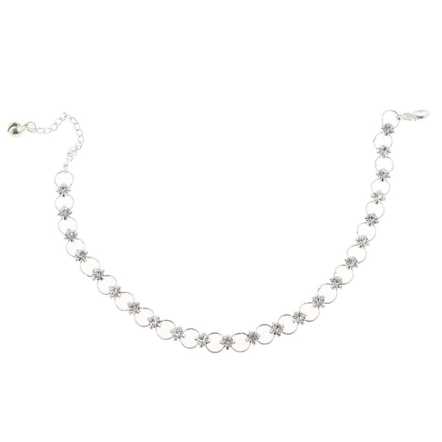 Rhinestone Loop Anklet Cadena Barefoot Summer Beach Elegante Joyería Sunnimix Tobillera de plata de las mujeres