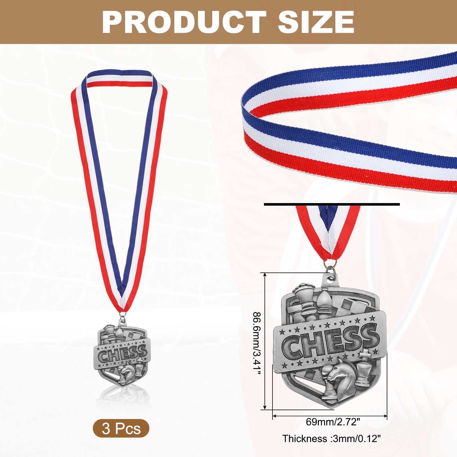 Uxcell Tournament Award Medals with Ribbons, Winner Medals Prizes for Competitions Sports Silver