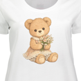 thumbnail image 4 of Inktastic Cute Teddy Bear Holding Flowers Women's Plus Size T-Shirt, 4 of 5
