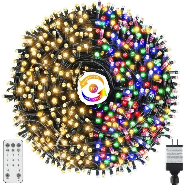 Tcamp Color Changing Christmas Tree Lights Outdoor Indoor, 800 LED 262ft Warm White Multicolor Christmas String Lights 11 Modes Remote Memory Timer Function for Christmas Party Home Decor