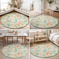thumbnail image 4 of Round Area Rugs 4Ft, Teal Red Coastal Non-Slip Washable Circle Rugs Carpet, Nautical Seahorse Beach Coral Starfish Beige Indoor Outdoor Rug Floor Mats Throw Runner for Bedroom Living Room Bathroom, 4 of 8
